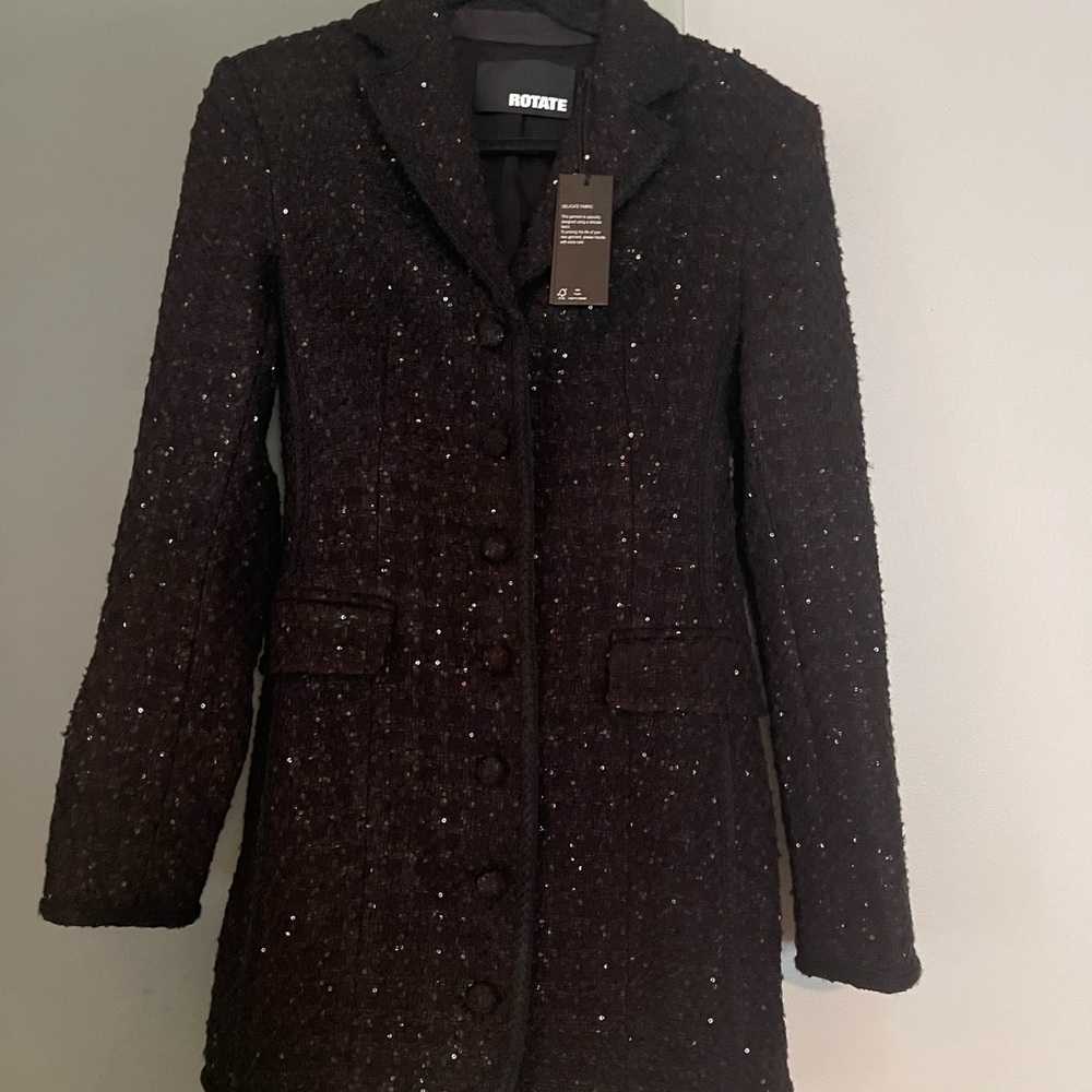 ROTATE BIRGER CHRISTENSEN
Bouclé Blazer Dress Black Sequin Women's Coat